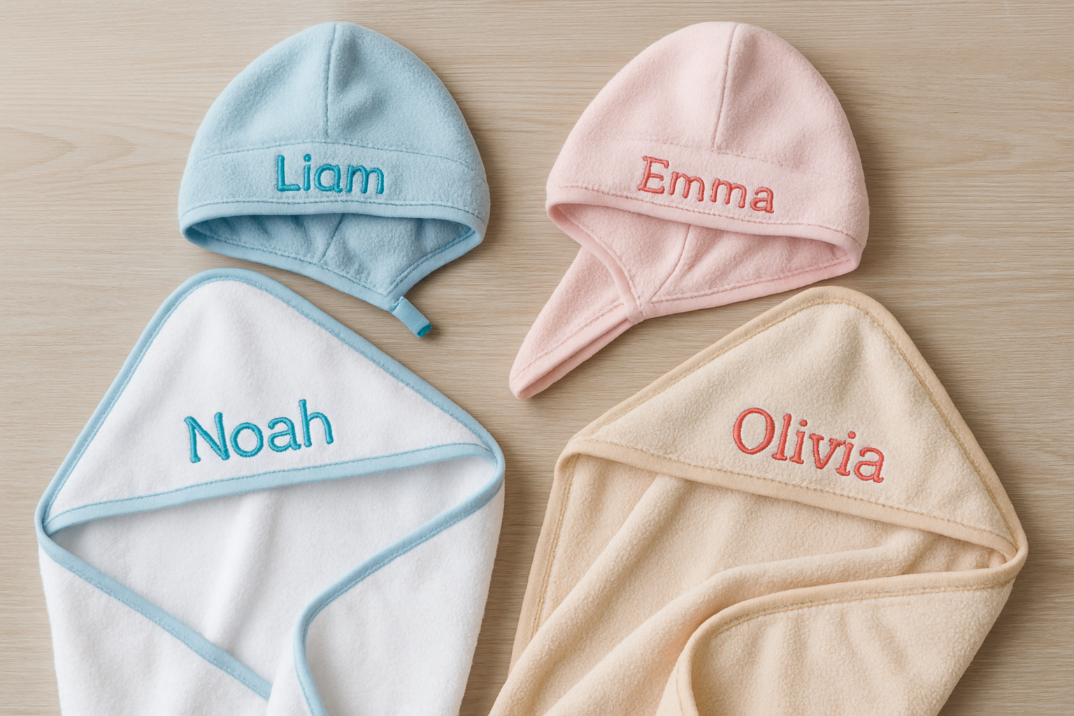 Gorros y toallas capucha personalizados para bebés y cuidado del cabello